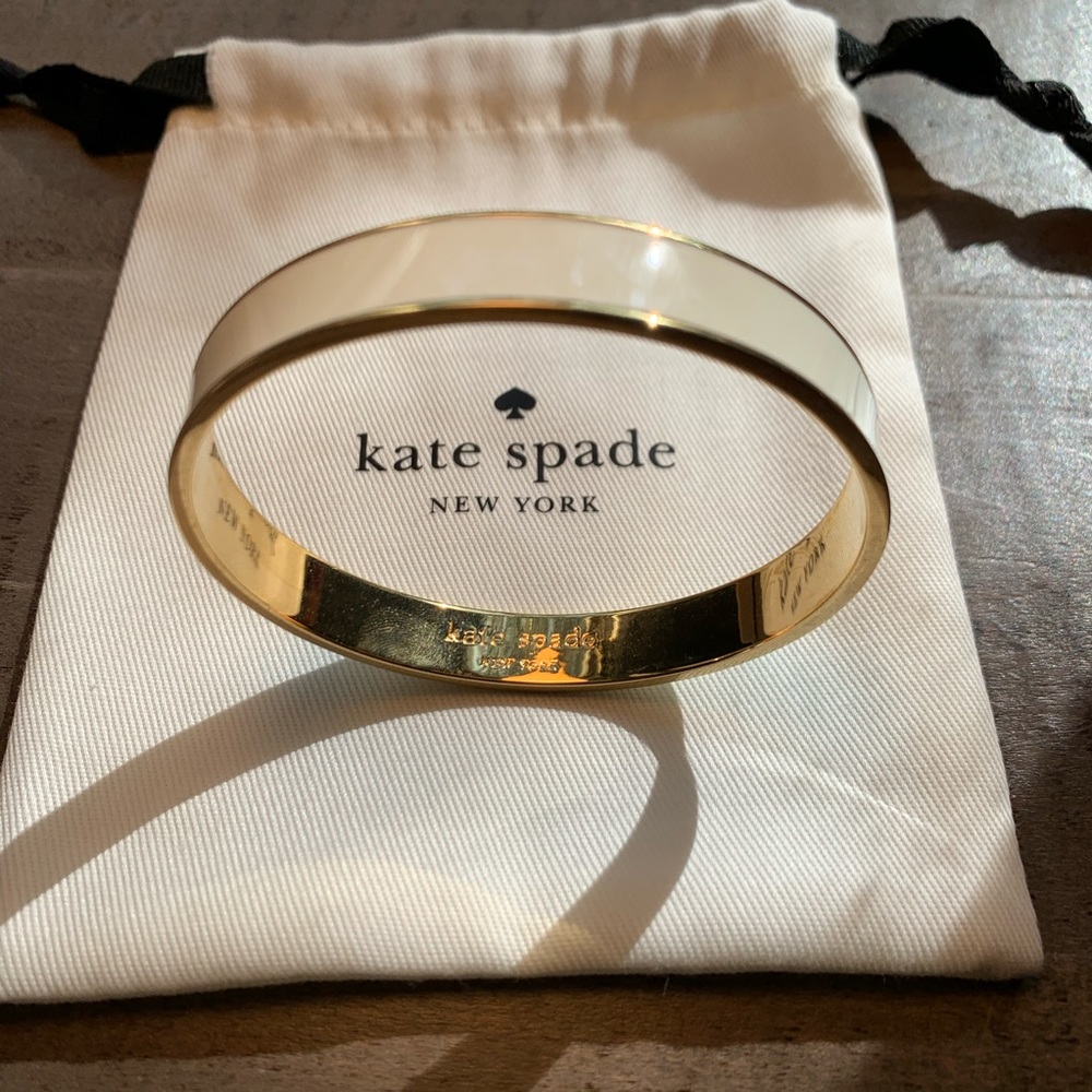 Kate Spade Gold Plated Ivory Enamel Bangle $129